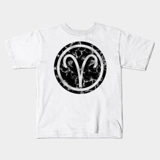 Black Marble Zodiac - Aries Kids T-Shirt